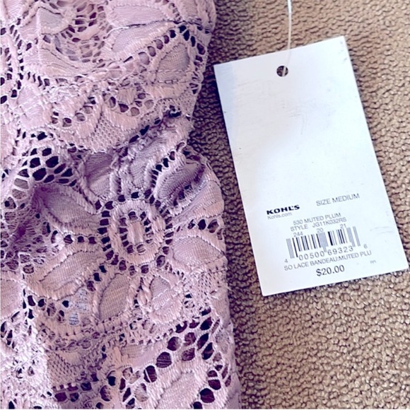 NWT SO Bandeau Pretty Little Layers Sexy Muted Lavender Lace Bralette/cami Sz M - Picture 2 of 5